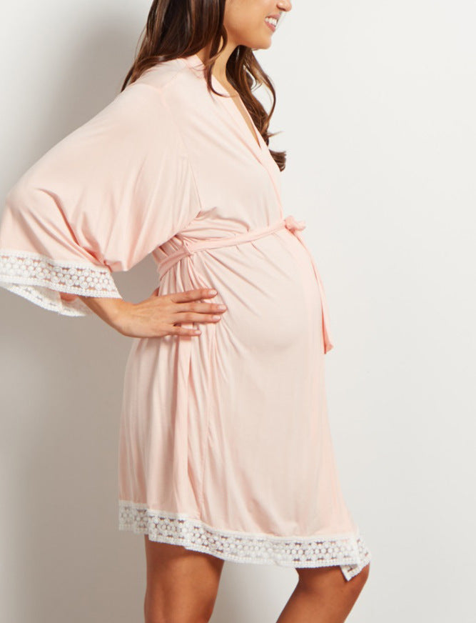 Pure color maternity dress