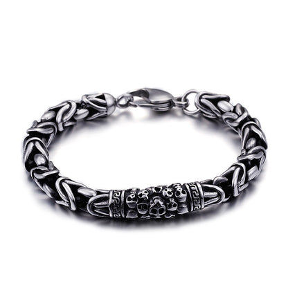 Mens Skeleton Braided Chain Bracelet