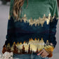 Landscape print long-sleeved sweater