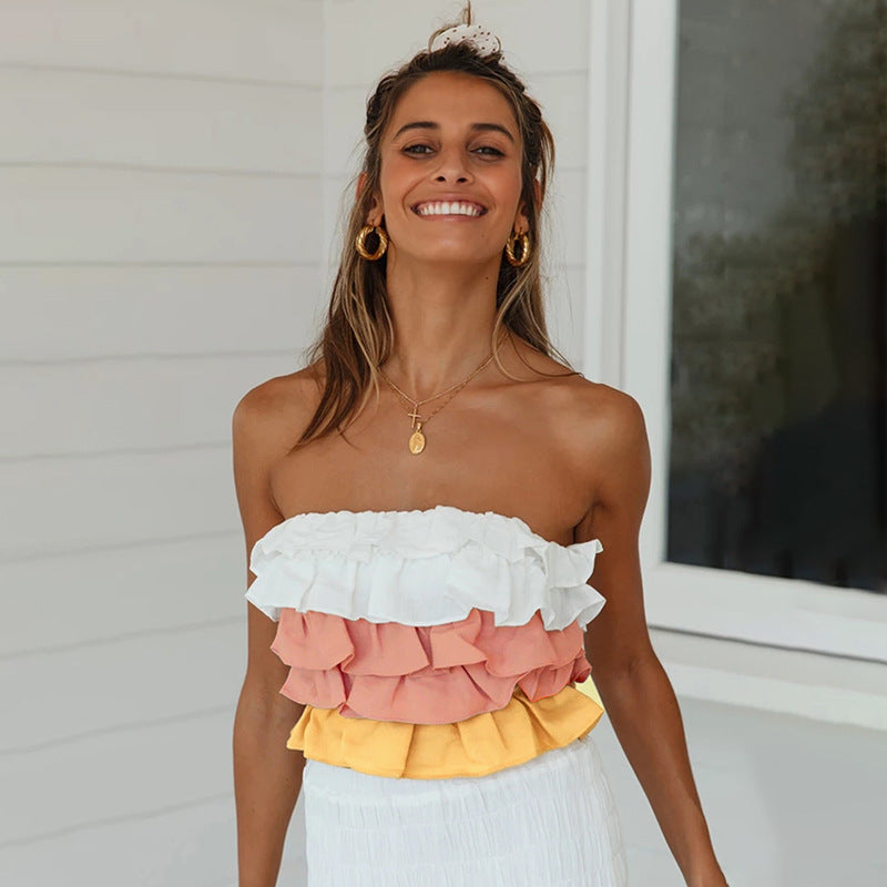 Ruffled strap tube top