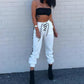 Cross rope high waist pants