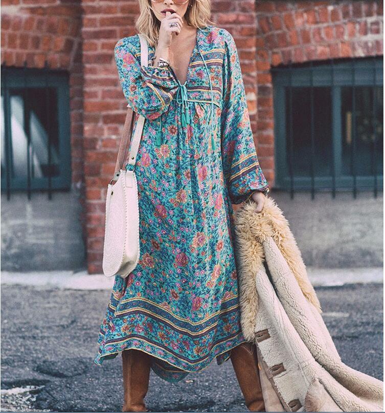 Bohemian print big dress