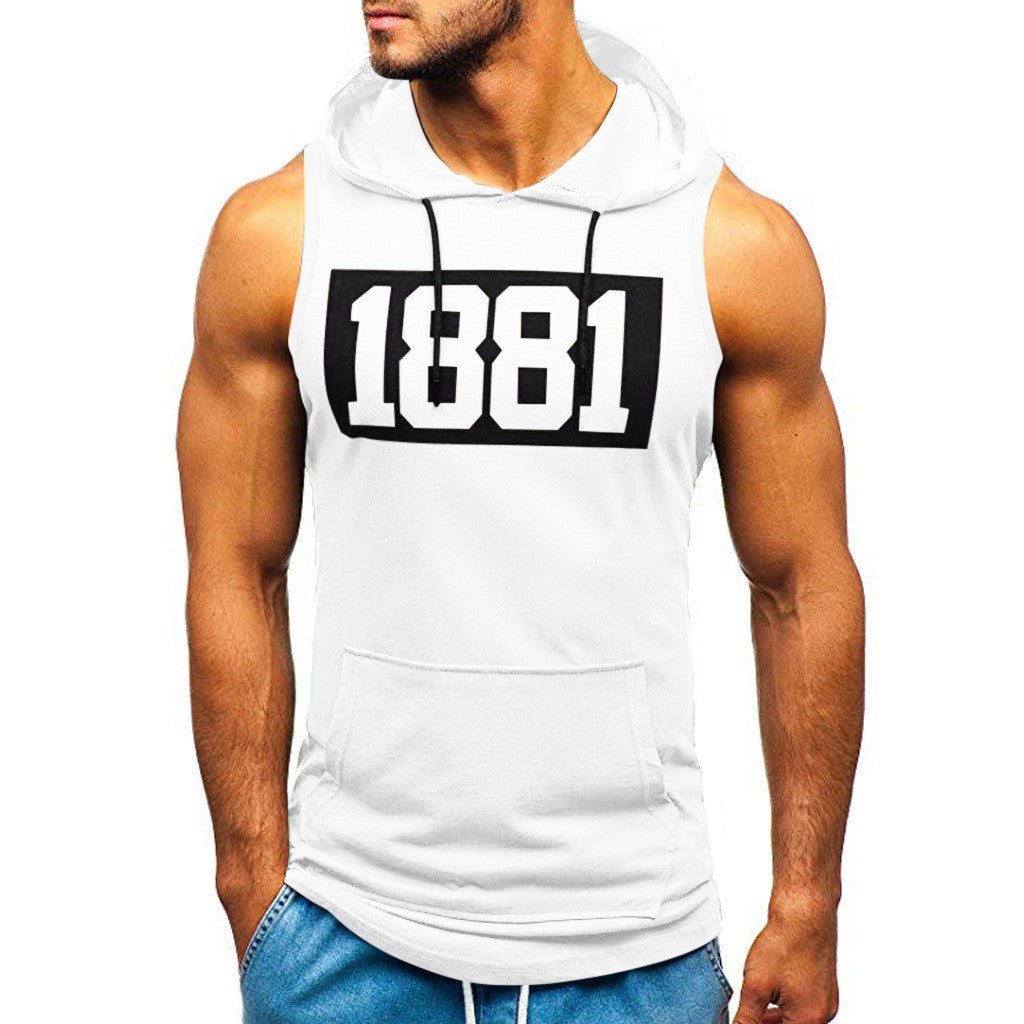 Sleeveless letter printed T-shirt