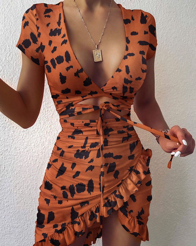 V-neck print dress