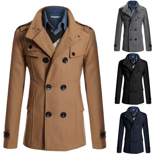 Men's woolen trench coat