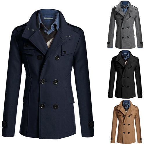 Men's woolen trench coat