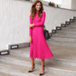 Knit solid color pleated dress