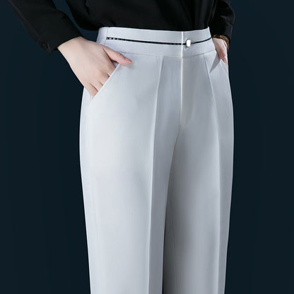 High-rise Gray Straight-leg Trousers