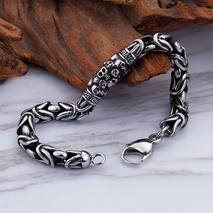 Mens Skeleton Braided Chain Bracelet