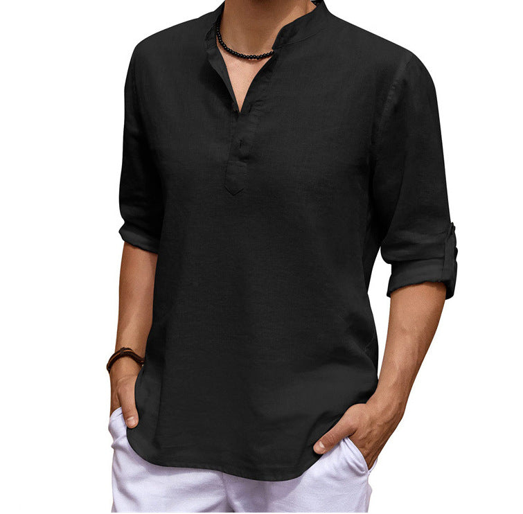 Cotton Linen Casual Long Sleeve Shirt