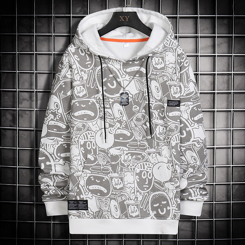 Cartoon Print Hooded Sweater