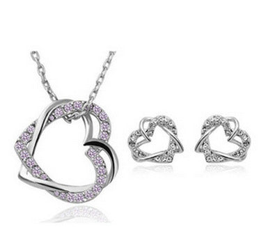 Double Diamond Heart Necklace Set