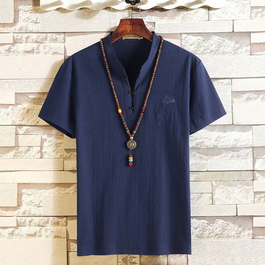 Cotton and Linen short-sleeved t-shirt