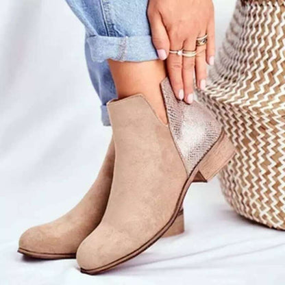 Synthetic leather lady's ankle boot