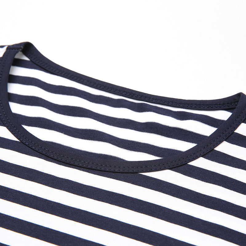 Round Neck Cotton Striped Top