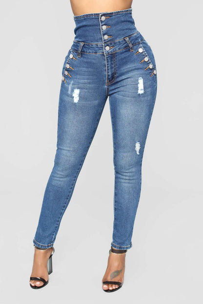 High Waist skinny pencil Denim Jeans