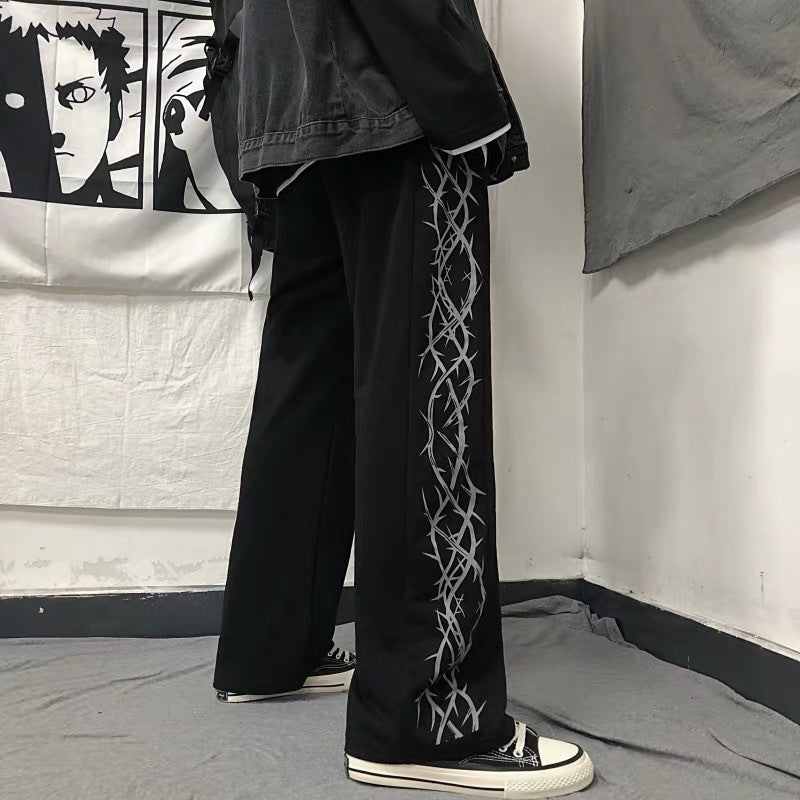 Straight slacks wide leg pants