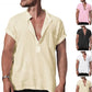 Loose Stand Neck Solid Color Pocket Short Sleeve Shirt