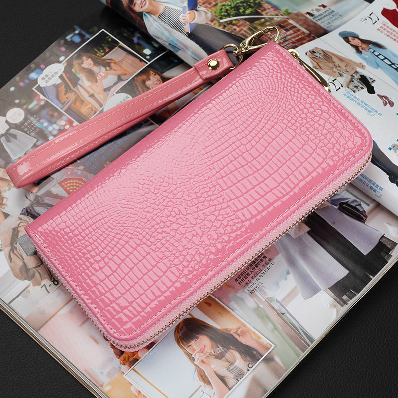 Single zipper patent leather phone case