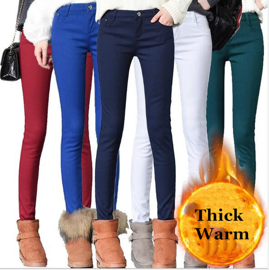 Thick pencil denim pants