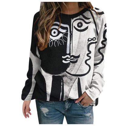 Printed long-sleeved sweater