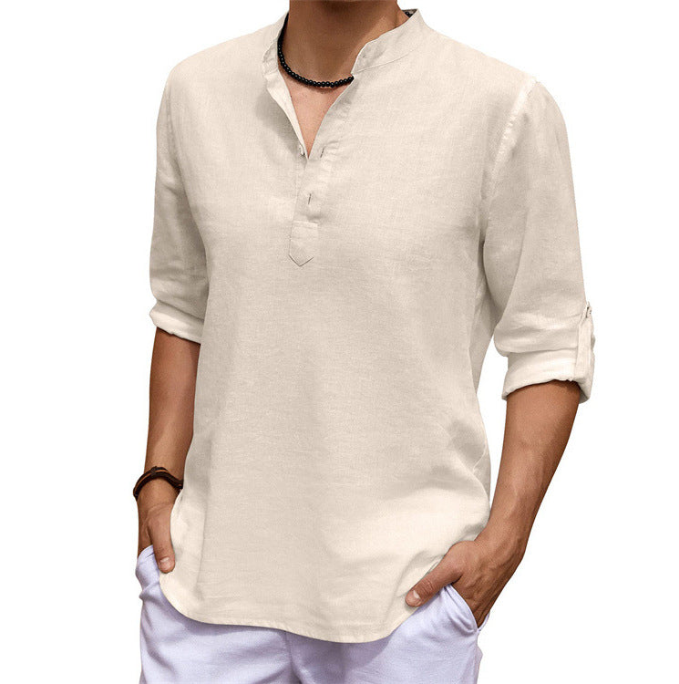 Cotton Linen Casual Long Sleeve Shirt