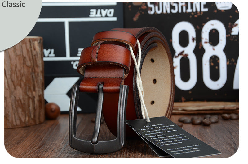 Dynamic buckle leather belt