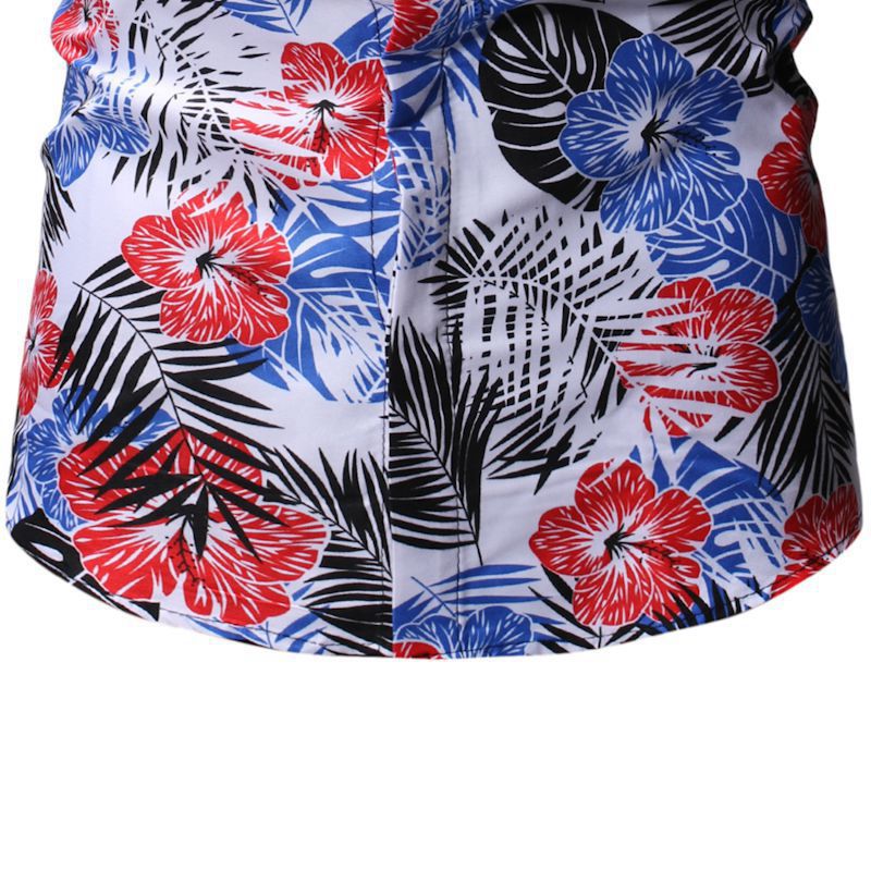 夏のビーチ半袖花柄シャツ