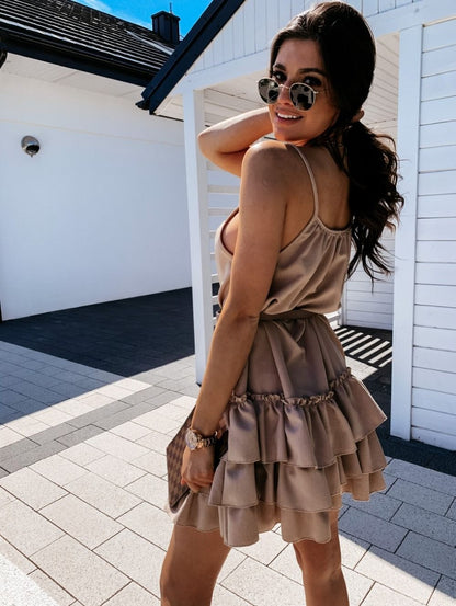 Strap Ruffle Sleeveless Dress