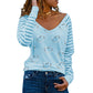 Printed V-Neck Long T-Shirt