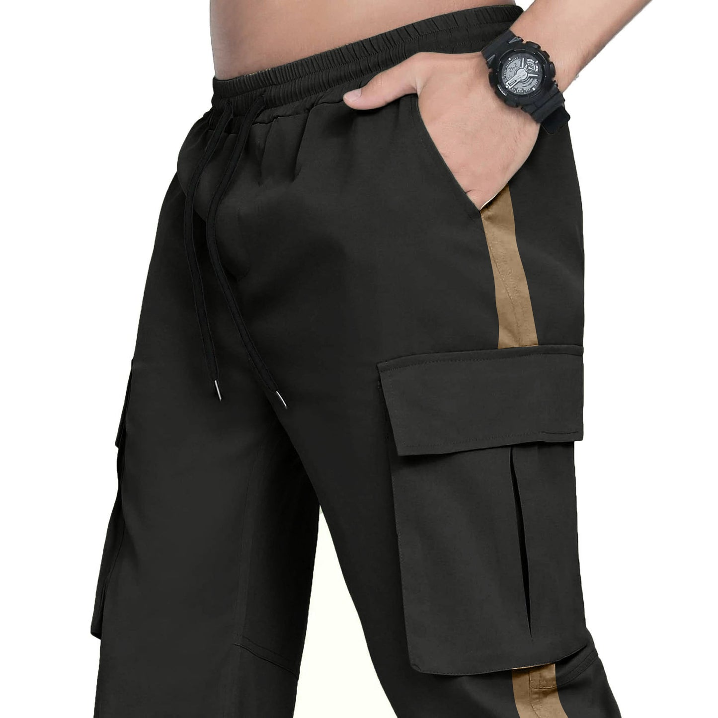Casual Drawstring Pocket Blocking Pants