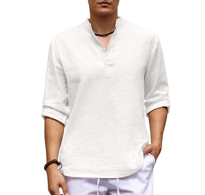 Cotton Linen Casual Long Sleeve Shirt