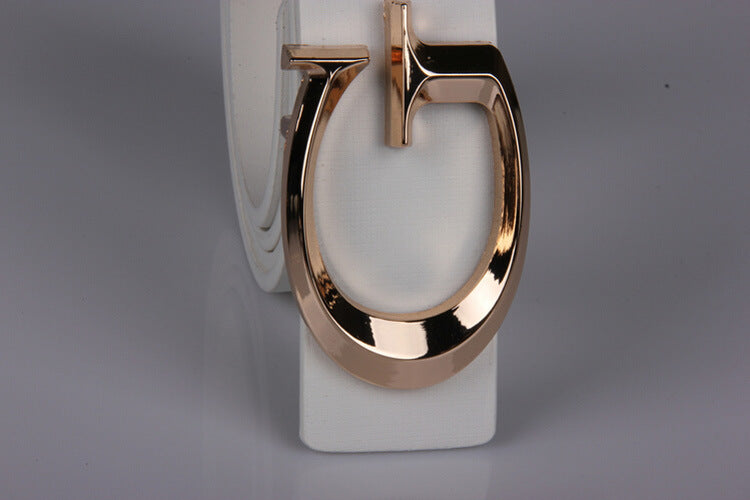 Casual Fashion Alloy Belt With Jersey Buckle