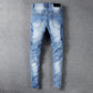 Men's Whiskered Patch Patch Jeans