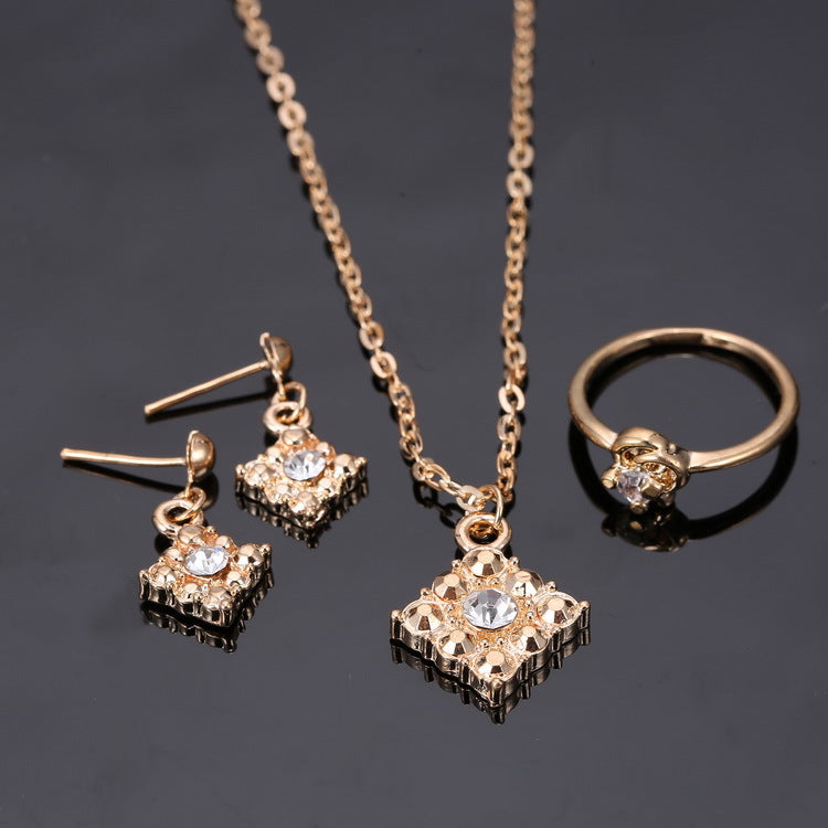 Square bridal jewelry set