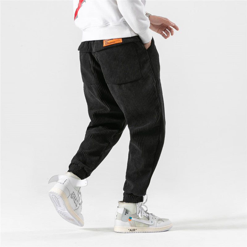 Corduroy Drawstring Elastic Pants