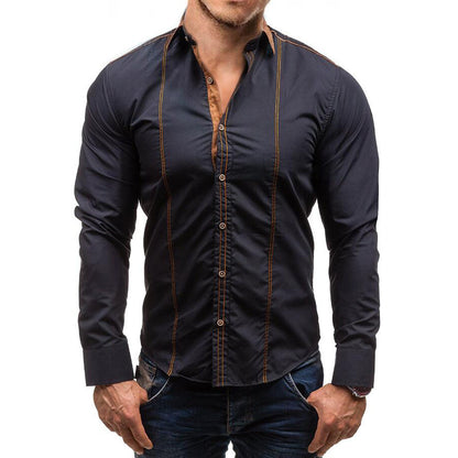Casual Men's Loose Plus Size Long-sleeved Shirt
