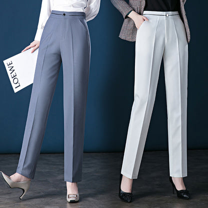 High-rise Gray Straight-leg Trousers