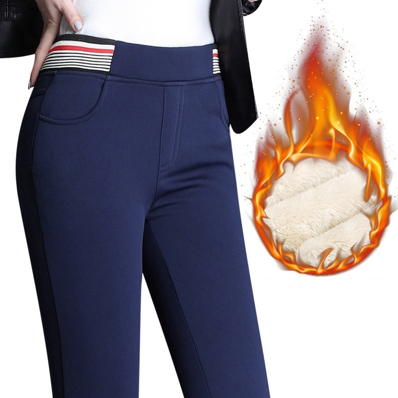 Thicken plus size stretch casual pants