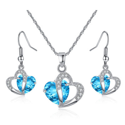Heart Necklace Earrings Set