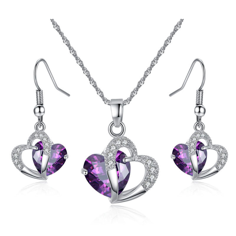 Heart Necklace Earrings Set