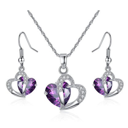 Heart Necklace Earrings Set