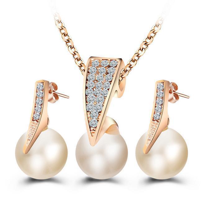 Pearl Necklace Earring Set