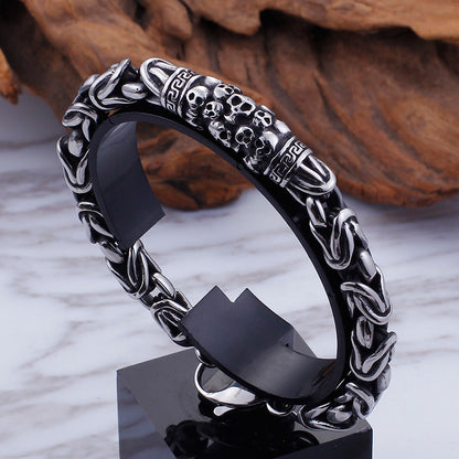 Mens Skeleton Braided Chain Bracelet