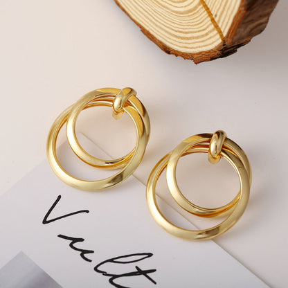 Double Circle Metal Earrings