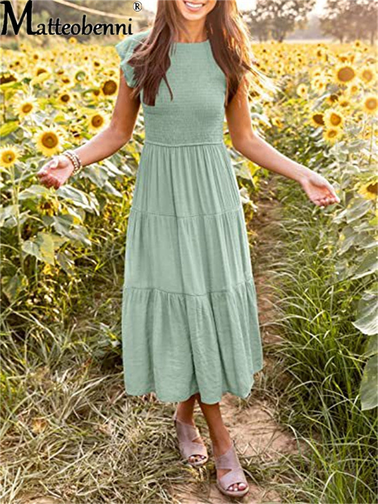 Layered Short Sleeve Swing Dress