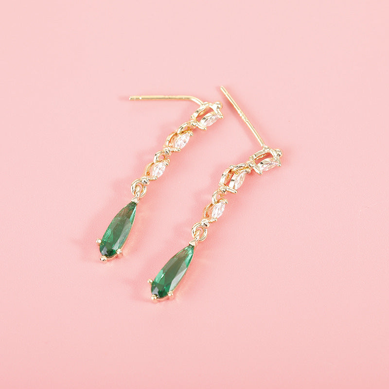 Green Crystal Pearl Earring