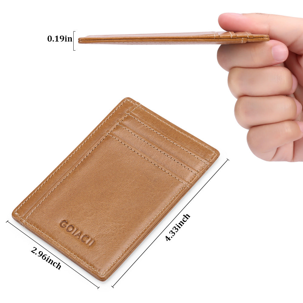 Ultra-thin Genuine Leather RFID Card Holder