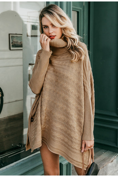 High neck knit cloak