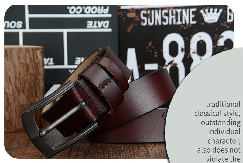 Dynamic buckle leather belt